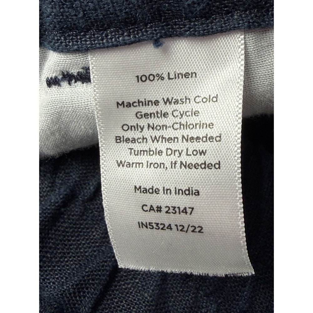 Talbots Women's Crop Linen Pants Plus Size 18W Pull-On Navy Blue Elastic Waist - Picture 12 of 13
